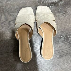 Reformation White croc sandals